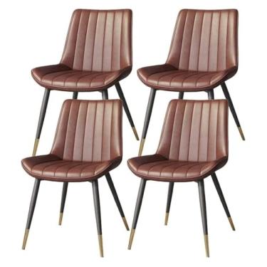Imagem de ZYHSIJOBAS Conjunto de 4 cadeiras de jantar modernas para sala de jantar, cadeiras de jantar estofadas, de couro, cozinha, cozinha, conjunto de 4, cadeiras laterais modernas de sala de estar de meados
