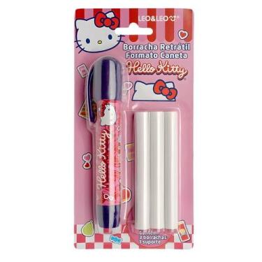Imagem de Borracha Caneta Hello Kitty c/ 3 Refil Branco Fofo Kawaii Leo&Leo