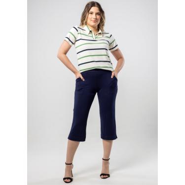 Imagem de Calça Pau a Pique Pantacourt Básica Azul Marinho