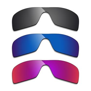Imagem de Alphax 3 pares de lentes polarizadas de substituição para óculos de sol Oakley Radar Plate OO9495D - preto + água profunda + sol da meia-noite