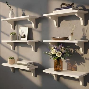 Imagem de Willowy - Prateleiras de quarto brancas de madeira real - 43 cm (pacote com 6) - Estilo minimalista - Montagem na parede