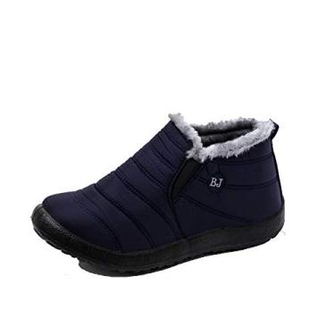 Imagem de Bigfanshu Botas femininas de neve botas de inverno de pelúcia botas impermeáveis femininas quentes de inverno plus size, Azul, 12