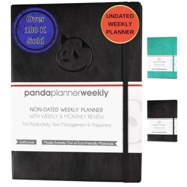 Imagem de Panda Planner Agenda semanal sem data 2025, caderno semanal de tarefas com rastreador de hábitos - 20 x 28 cm, 53 semanas - Agenda sem data com visão geral diária, semanal e mensal para casa, escola e
