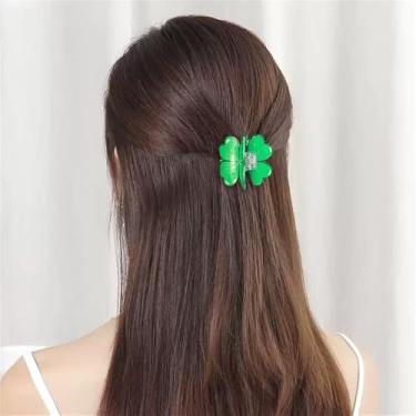 Imagem de Clipes de cabelo de trevo de quatro folhas para mulheres, clipes de garra pequenos, presilhas de cabelo com dentes de fileira dupla, clipes de mandíbula antiderrapantes, grampos de mandíbula de