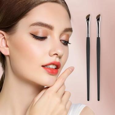 Imagem de 2 pincéis de delineador angular para líquido, gel e pó – Ferramenta de sobrancelha e delineador de borda inclinada ultra-precisa para aplicação profissional de maquiagem