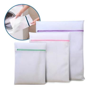 Imagem de 2X Kit 6 Saquinhos Com Ziper Lavar Roupa Delicada P/M/G
