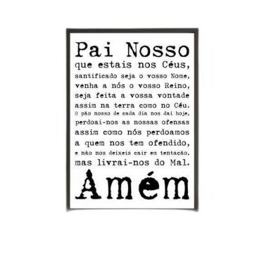 Imagem de Quadro Oração Pai Nosso 45X34Cm Com Vidro Moldura Preta