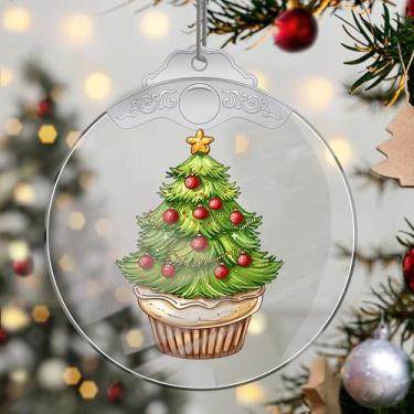 Imagem de Enfeites de Natal para pendurar em cristal de sobremesa, enfeites de árvore de Natal feitos à mão, decoração de carro e casa - presentes de Natal, decoração de artesanato em acrílico, ideias de troca