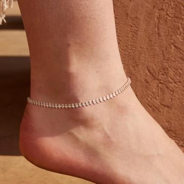 Imagem de Tornozeleira de ouro para mulheres banhado a ouro 14k CZ corrente tornozeleira