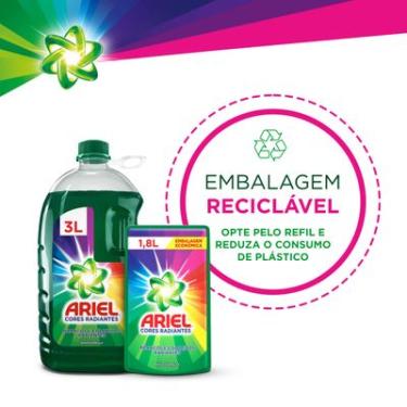 Imagem de LAVA-ROUPAS LÍQUIDO ROUPAS BRANCAS E COLORIDAS ARIEL CORES RADIANTES SACHÊ 1,5L EMBALAGEM ECONÔMICA