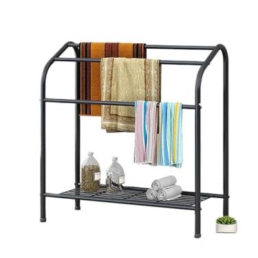 Imagem de porta-toalhas Toalheiro de chão para banheiro, rack secagem roupas, toalhas sem perfuração, para(Branco)