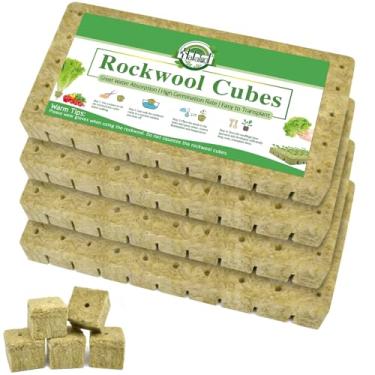 Imagem de Halatool 200 peças de cubos de lã de rocha de 2,5 cm - plugues iniciantes de sementes de lã de rocha para iniciador de mudas, jardinagem hidropônica, cultivo sem solo e clonagem de plantas (4 folhas)
