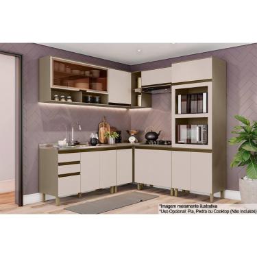 Imagem de Cozinha Completa Connect 9 Peças (3Aéreos+3Balcões+1Paneleiro) C6P03 Duna/Cristal - Henn