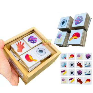 Imagem de Jogo Memória Objetos Caça-Palavras Quebra-Cabeça Brinquedo Pedagógico Madeira MDF 40 Peças Estimule Raciocínio Alfabetização Meninas Meninos Educação Infantil