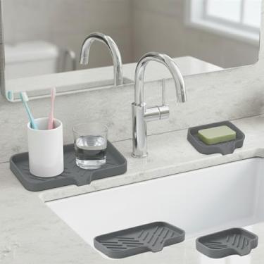 Imagem de 2 saboneteiras de silicone autodrenantes - suporte de sabão de silicone premium com base antiderrapante para chuveiro, banheiro, pia de cozinha