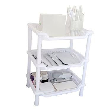 Imagem de AYNEFY Prateleira de Armazenamento de Plástico, Organizador de Maquiagem Removível de Qualidade Premium para Uso Em Bancada de Cozinha de Banheiro, Design Versátil para Cosméticos e Produtos de