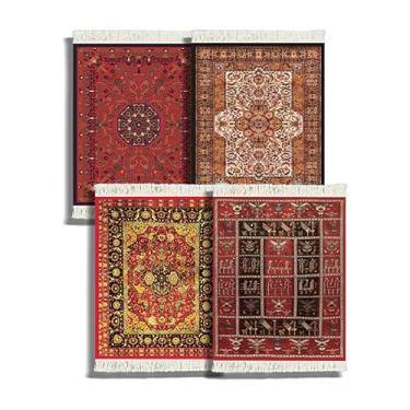 Imagem de Conjunto de 4 bases de copos estilo tapete persa com 4 mesas de estilo turco para copos de escritório (WQ-XHY-CR7-73747527)