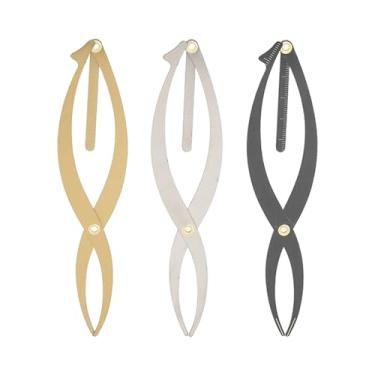 Imagem de Estêncil de sobrancelha, régua de microblading, posicionamento de 3 pontos, aço inoxidável, ferramenta de maquiagem semi-permanente para simetria perfeita, prata, preto e dourado,