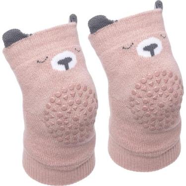 Imagem de Joelheira Antiderrapante para Bebê Engatinhar Urso Rosa BUBA