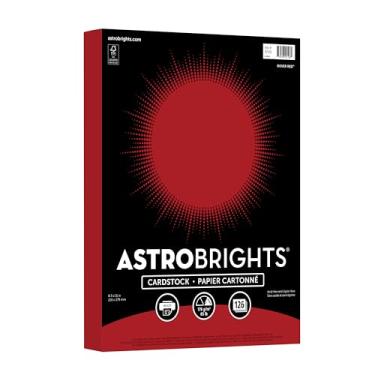 Imagem de Papel cartolina vermelha, 29,5 kg, peso pesado, 8,5 x 11 Astrobrights Red Rover, perfeito para cartões de férias, convites, artes e artesanato DIY (126 folhas)