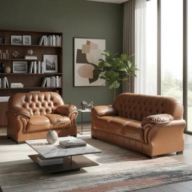 Imagem de Conjunto Sofá Rei 2 e 3 Lugares Couríssimo (CARAMELO)