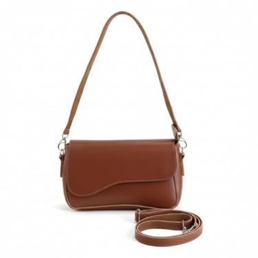 Imagem de Bolsa Feminina Baguete Transversal Ombro Tiracolo Lisa (MARROM)