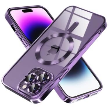 Imagem de Capinha Case Capa Transparente Magnética Anti Impacto Slim Luxo Premium Proteção de Câmera Para iPhone (Roxo, iPhone 13 Pro)