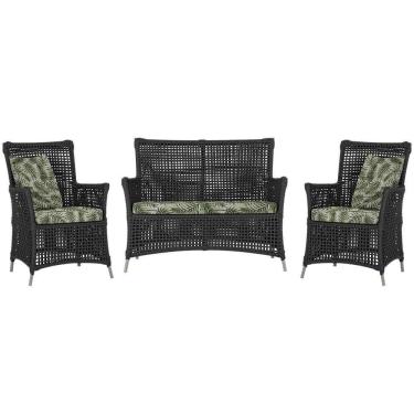 Imagem de Jogo Sofá E 2 Poltronas Igapó Alumínio Fendi E5 Trama Preto