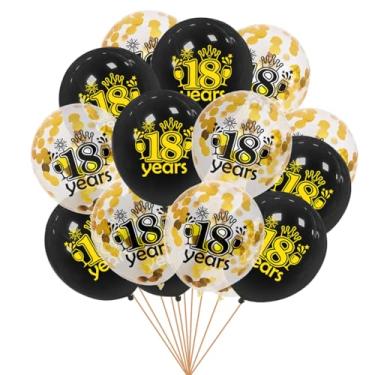 Imagem de 16 balões de aniversário de 18 anos 30,5 cm grandes látex 18 anos de idade ouro preto decoração de festa impresso adereços de foto para aniversário de 18 anos, celebração, evento, decoração de festa