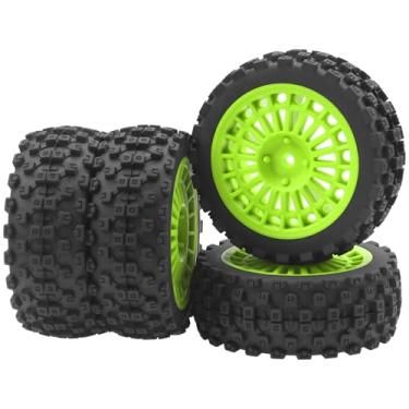 Imagem de ShareGoo OD 73mm RC 1/10 On Road Tires & Wheel Rims Plastics 12mm Hex Compatible with Tamiya TT01 Kyosho WR8 Traxxas 4Tec 2.0 WLtoys HPI 1/10 RC On Road Racing & Touring Car (Green)