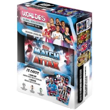 Imagem de Topps UCC Match Attax 2025/26 - Mini Tin - Global Goalscorers - contains 28 Match Attax cards plus a random Star Boy LE and 3 exclusive 'Worldies' LE cards.