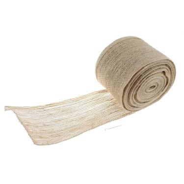 Imagem de MTQY Fita de linho, cordão de juta, tecido de 5,1 cm x 10 metros, laço faça você mesmo, fita de cânhamo para presente de cânhamo, fita de cânhamo adequada para decoração ao ar livre/árvore de Natal