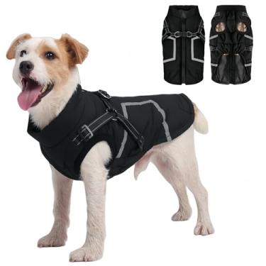 Imagem de Casaco refletivo quente para cães, casaco de inverno impermeável para cães, gola rolê, roupas de cachorro para clima frio (preto, P (peito: 35,8-39,9 cm, pescoço: (33 cm))