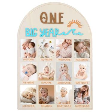 Imagem de Quadro de fotos My First Year, moldura de madeira, marco de 12 meses, moldura para fotos My First Year, decoração de primeiro aniversário, decoração de berçário, festa de aniversário, presente de