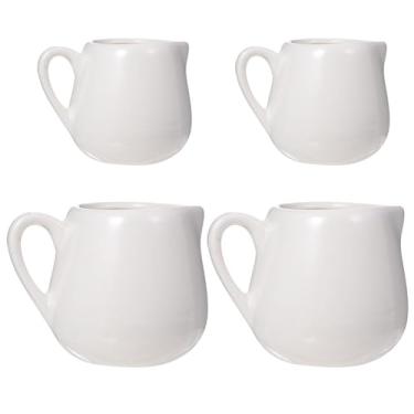 Imagem de UKCOCO Conjunto de 4 Mini Cremeiras de Cerâmica Com Alça - Pequena Jarra de Porcelana para Cremeira - Jarra Fina de Porcelana para Leite, Café, Chá Molho (50ml, 100ml)