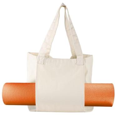 Imagem de Bolsa de ioga feminina com bolso para transporte, bolsa de ombro de lona, grande capacidade para equipamentos, viagens, academia