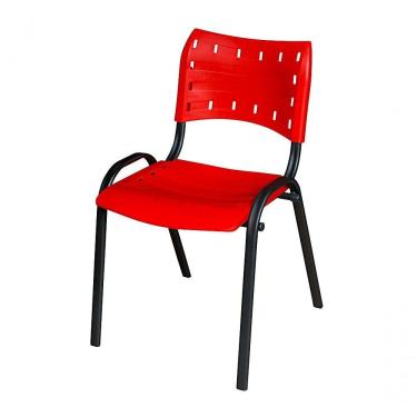 Imagem de Cadeira Iso Base Preto Igreja, Escola, Escritório - Vermelho - Kit 1 Peça