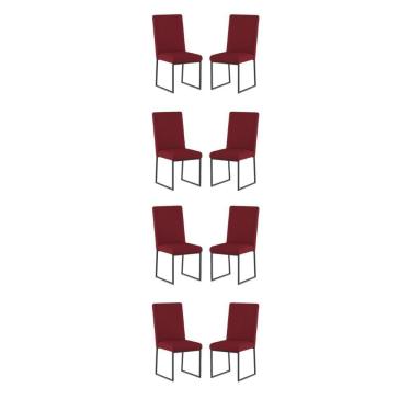 Imagem de Kit 8 Cadeiras De Jantar Com Base De Ferro Preto Balaqui Marsala