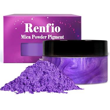 Imagem de Renfio Pigmento em pó de mica de 100 g, corante natural metálico, mineral pérola, cintilante, resina epóxi, tinta para pintura, sabonete, bombas de banho slime, 100 ml, violeta