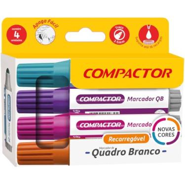 Imagem de Pincel Quadro Branco, Compactor, QB Recarregável, Azul, Roxo, Rosa, Laranja