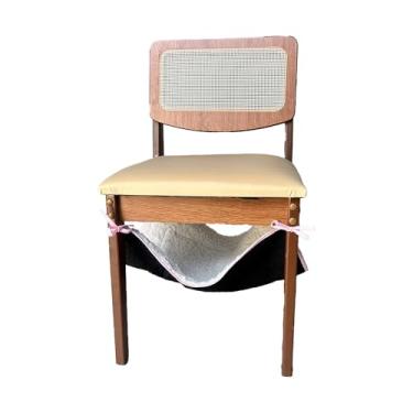 Imagem de Rede Suspensa para Gatos Impermeável Sherpa e Microfibra 55 x 55cm com Tiras de Fixação para Cadeiras e Poltronas Cor Palha e Rosa