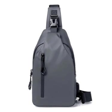 Imagem de Bolsa Transversal Sling para Peito e Ombro Homens Mulheres Mochila Casual de Couro com Porta Carregamento USB Grande Capacidade Viagens Caminhadas Uso