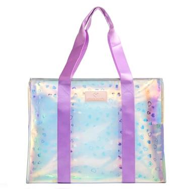 Imagem de Bolsa feminina de praia média – impermeável, à prova de areia, resistente a perfurações, bolsa de praia com alça de ombro, design iridescente, adequada para piscina, bolsos à prova d'água com estampa