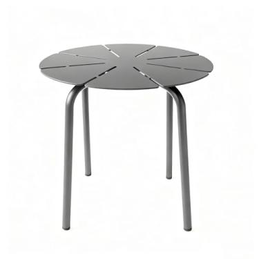 Imagem de Mesa de centro externa de alumínio para todos os climas | Mobiliário de pátio moderno e durável | Perfeito para varanda, jardim e piscina | preta (43 x 40 cm)