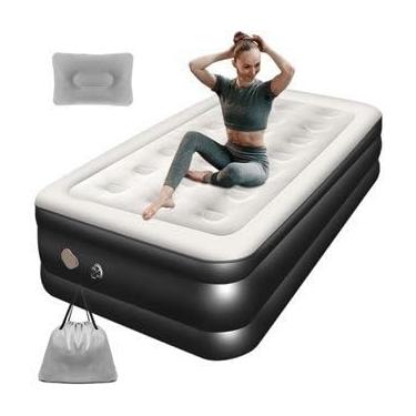 Imagem de Colchão Inflável Queen 203x152x46cm com Encosto e Bomba Elétrica Embutida – Colchão de Ar Casal para Casa e Camping (D【191 * 100 * 41cm】)