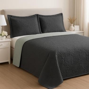 Imagem de Conjunto de Cama Duplo, Estampado Frente e Verso, Conjunto de TrêS PeçAs (1 Capa de EdredãO + 2 Fronhas)(CINZA/CHUMBO)