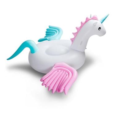 Imagem de Boia Inflável Unicórnio Gigante 240 cm PVC Reforçado, Grande, Adulto, Piscina e Praia Design Premium com Asas Luma Festas