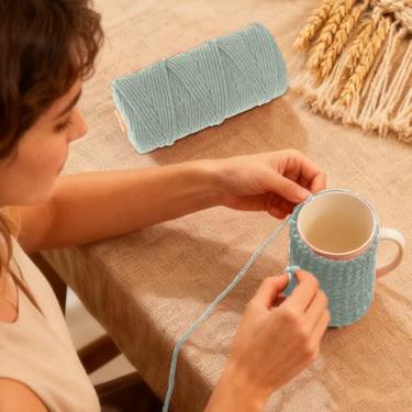 Imagem de Fio de algodão, corda artesanal macia para macramé, projetos de bricolage e muito mais, perfeita para pendurar na parede e decoração de casa