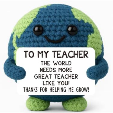 Imagem de Presente de agradecimento ao professor, feito à mão, crochê, globo terrestre para professores, presente de agradecimento para educador, fim de ano, graduação, aposentadoria, inspirador, melhor