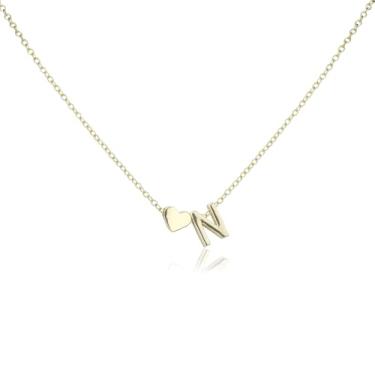 Imagem de Colar feminino de ouro em forma de coração, banhado a ouro, colar de letra em forma de coração, colar com inicial de coração, presente de aniversário, presente de dia dos namorados, para mulheres e